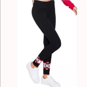 PINK Victoria’s Secret Black and Red Fair Isle Snowflake Yoga Leggings
